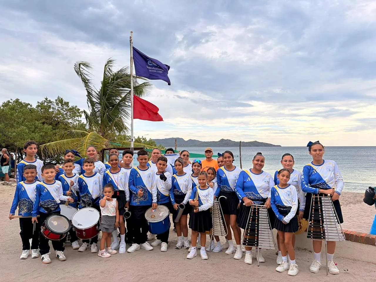 Brasilito youth band in new blue and white uniforms