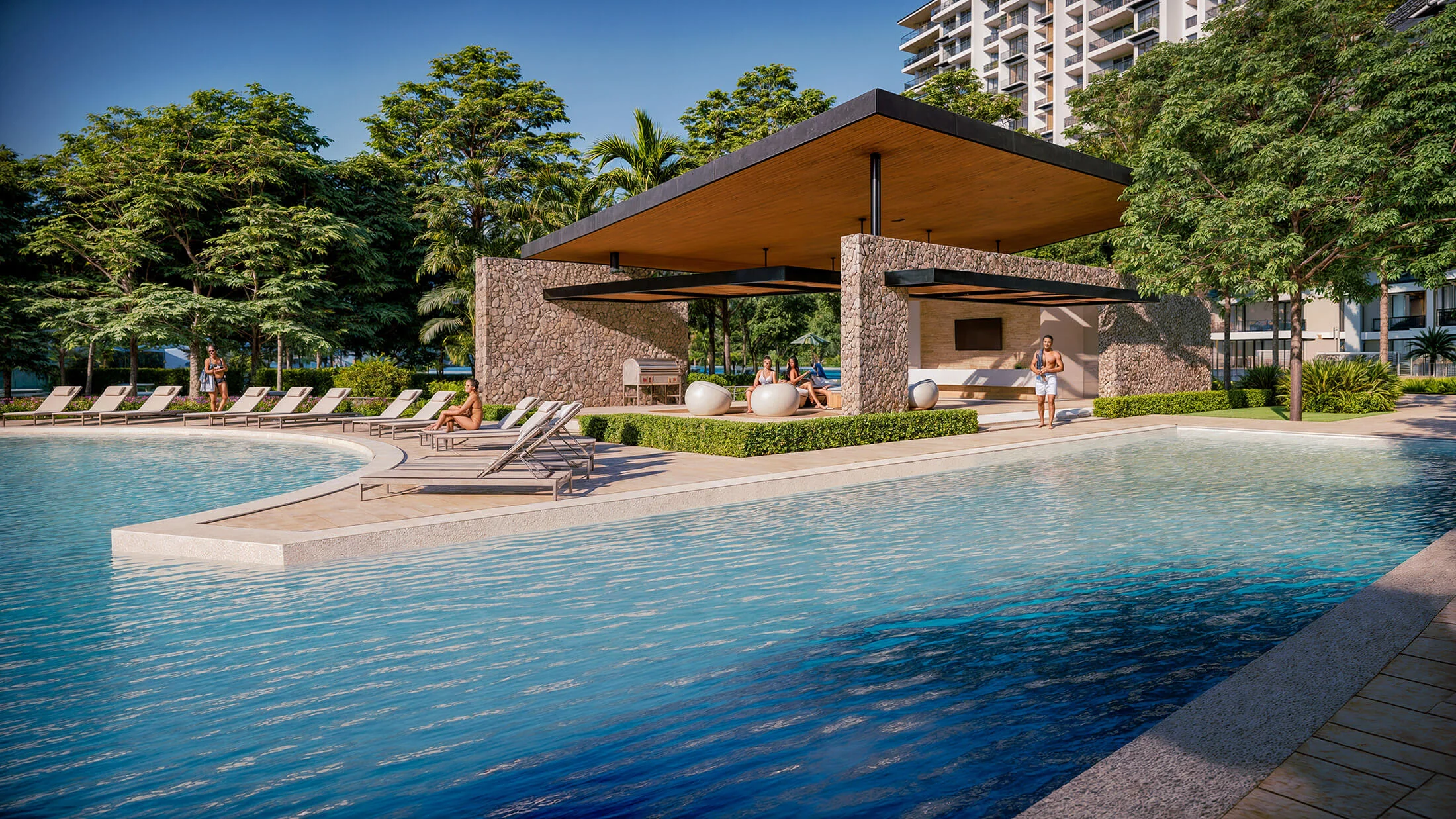 Piscina estilo resort en Arcadia Brasilito