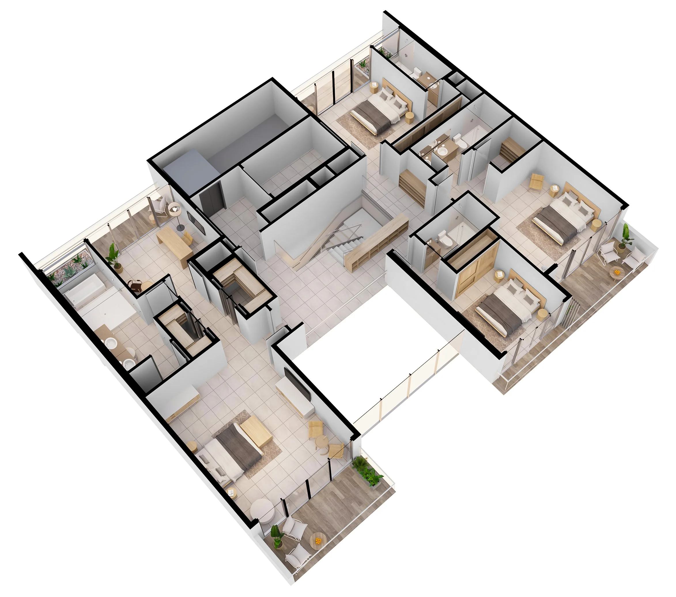 Plano 3D del Penthouse B &ndash; Nivel 16