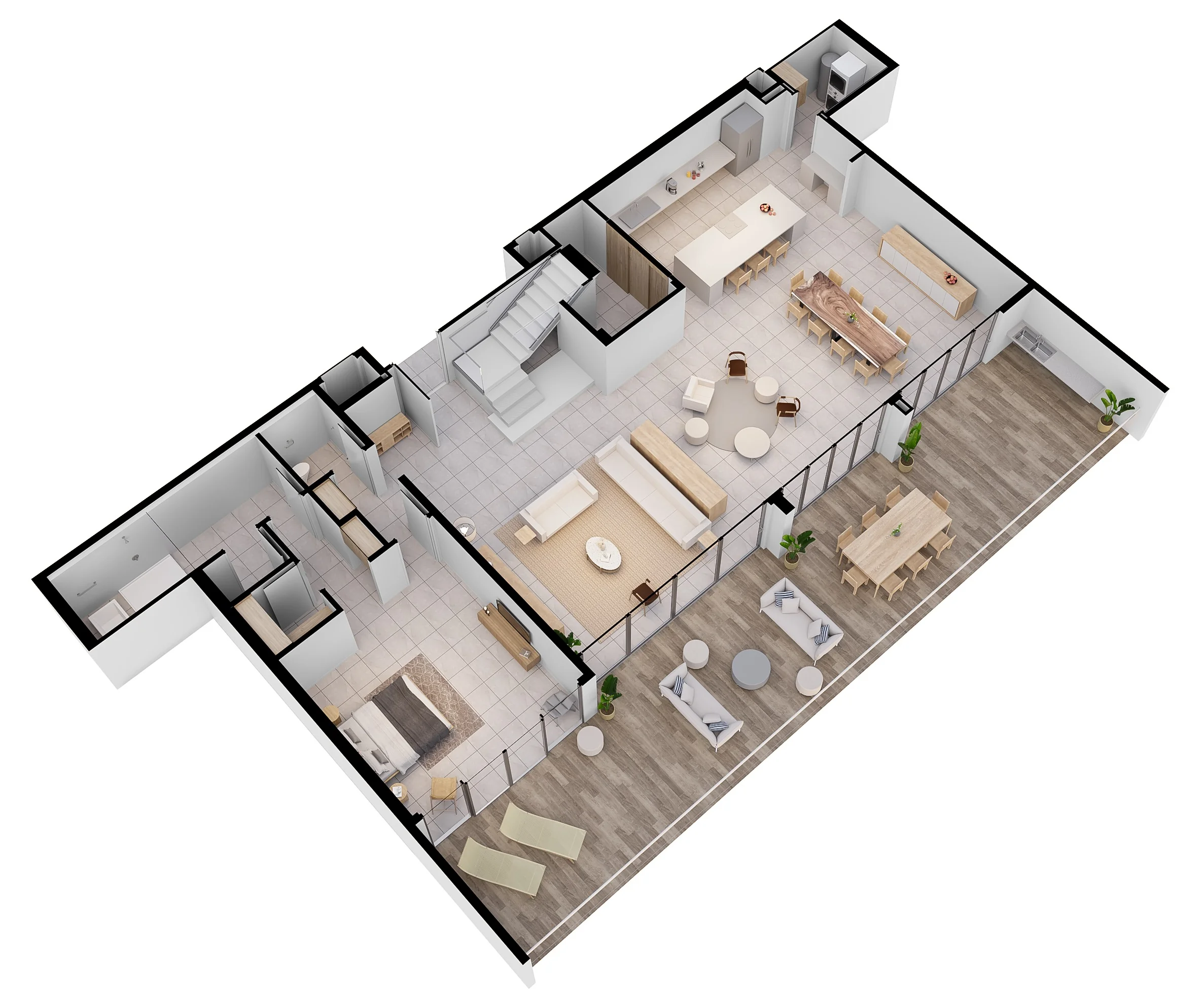 Plano 3D del Penthouse B &ndash; Nivel 15